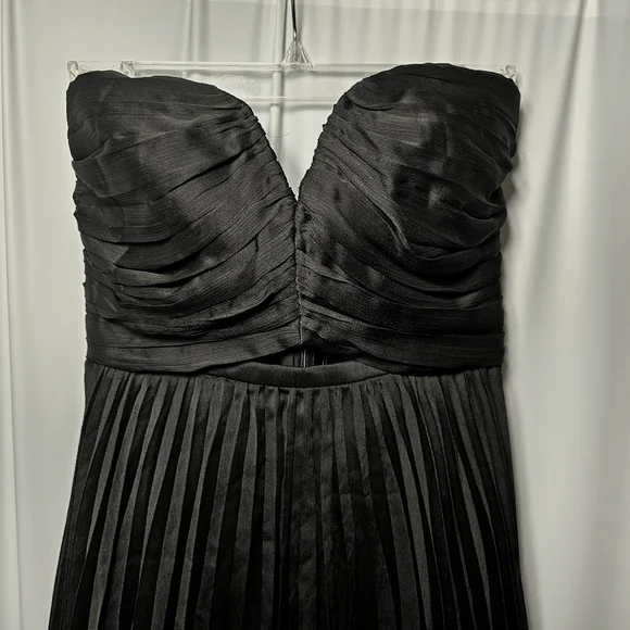 strapless open back dress BLACK STRAPLESS FLOWER EMBELLISHED MAXI DRESS-maxi dresses-pleated dresses-strapless  dresses-black-white-regular size-flower-hidden zipper-sexy-latest-new in  dresses-party dress-prom dresses-homecoming dress-graduation dress-formal  wear-clothing